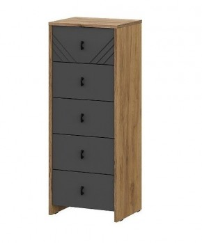 БАЙКАЛ Комод (5 ящиков) Графит/Дуб золотой в Покачах - pokachi.mebel24.online | фото 1