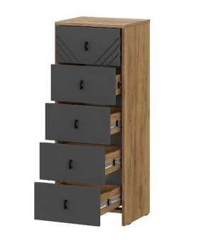 БАЙКАЛ Комод (5 ящиков) Графит/Дуб золотой в Покачах - pokachi.mebel24.online | фото 2