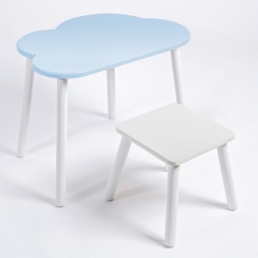 Детский комплект стол ОБЛАЧКО  и табурет Rolti Baby (голубая столешница/белое сиденье/белые ножки) в Покачах - pokachi.mebel24.online | фото