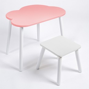 Детский комплект стол ОБЛАЧКО  и табурет Rolti Baby (розовая столешница/белое сиденье/белые ножки) в Покачах - pokachi.mebel24.online | фото