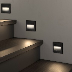DK3050-BK Светильник встраиваемый в стену, IP 20, LED 3000, 1 Вт, черный пластик в Покачах - pokachi.mebel24.online | фото 3