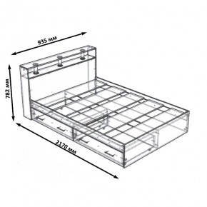 Камелия Кровать с ящиками 0900, цвет дуб сонома, ШхГхВ 93,5х217х78,2 см., сп.м. 900х2000 мм., без матраса, основание есть в Покачах - pokachi.mebel24.online | фото 6