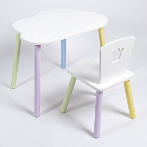 Комплект детский стол ОБЛАЧКО и стул КОРОНА ROLTI Baby (белая столешница/белое сиденье/цветные ножки) в Покачах - pokachi.mebel24.online | фото