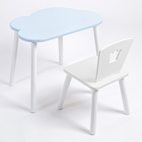Комплект детский стол ОБЛАЧКО и стул КОРОНА ROLTI Baby (голубая  столешница/белое сиденье/белые ножки) в Покачах - pokachi.mebel24.online | фото 1