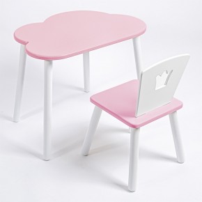 Комплект детский стол ОБЛАЧКО и стул КОРОНА ROLTI Baby (розовая столешница/розовое сиденье/белые ножки) в Покачах - pokachi.mebel24.online | фото 1