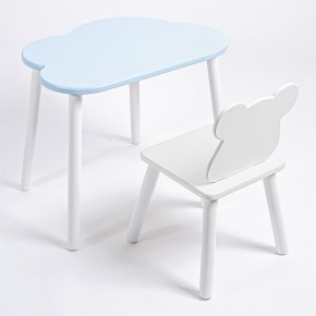 Комплект детский стол ОБЛАЧКО и стул МИШКА ROLTI Baby (голубая столешница/белое сиденье/белые ножки) в Покачах - pokachi.mebel24.online | фото 1
