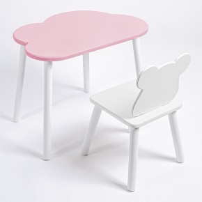 Комплект детский стол ОБЛАЧКО и стул МИШКА ROLTI Baby (розовая столешница/белое сиденье/белые ножки) в Покачах - pokachi.mebel24.online | фото