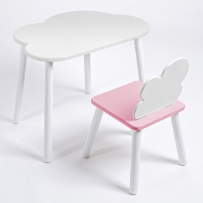 Комплект детский стол ОБЛАЧКО и стул ОБЛАЧКО ROLTI Baby (белая столешница/розовое сиденье/белые ножки) в Покачах - pokachi.mebel24.online | фото