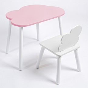 Комплект детский стол ОБЛАЧКО и стул ОБЛАЧКО ROLTI Baby (розовая столешница/белое сиденье/белые ножки) в Покачах - pokachi.mebel24.online | фото 1