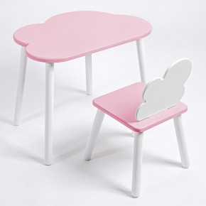 Комплект детский стол ОБЛАЧКО и стул ОБЛАЧКО ROLTI Baby (розовая столешница/розовое сиденье/белые ножки) в Покачах - pokachi.mebel24.online | фото