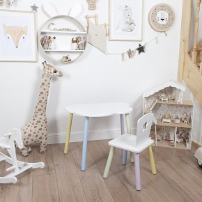 Комплект детский стол ОБЛАЧКО и стул ЗВЕЗДА ROLTI Baby (белая столешница/белое сиденье/цветные ножки) в Покачах - pokachi.mebel24.online | фото