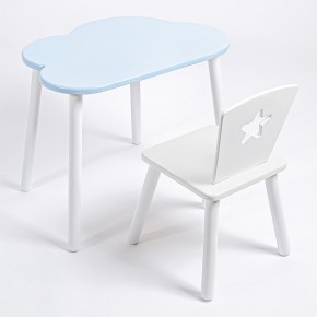 Комплект детский стол ОБЛАЧКО и стул ЗВЕЗДА ROLTI Baby (голубая столешница/белое сиденье/белые ножки) в Покачах - pokachi.mebel24.online | фото
