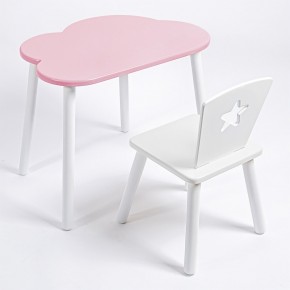 Комплект детский стол ОБЛАЧКО и стул ЗВЕЗДА ROLTI Baby (розовая столешница/белое сиденье/белые ножки) в Покачах - pokachi.mebel24.online | фото