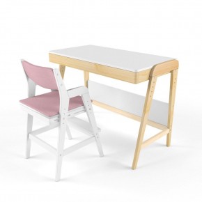 Комплект растущий стол и стул с чехлом 38 попугаев «Вуди» (Белый, Белый, Розовый) в Покачах - pokachi.mebel24.online | фото