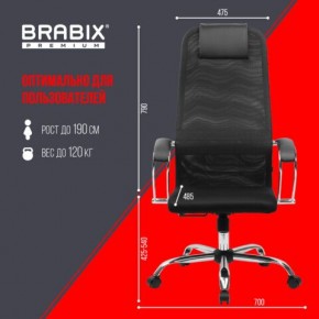 Кресло BRABIX PREMIUM "Ultimate EX-800" хром, плотная двойная сетка Х2, черное, 532911 в Покачах - pokachi.mebel24.online | фото 6