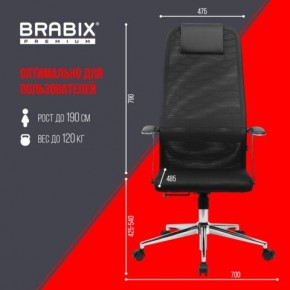 Кресло BRABIX PREMIUM "Ultimate EX-801" хром, плотная двойная сетка Х2, черное, 532917 в Покачах - pokachi.mebel24.online | фото 7