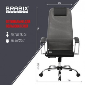 Кресло офисное BRABIX PREMIUM "Ultimate EX-800" хром, плотная двойная сетка Х2, черное/серое, 532912 в Покачах - pokachi.mebel24.online | фото 3