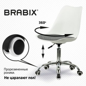 Кресло стул BRABIX "Eames MG-310 CH", хром, пластик белый, ткань серая, 532924 в Покачах - pokachi.mebel24.online | фото 7