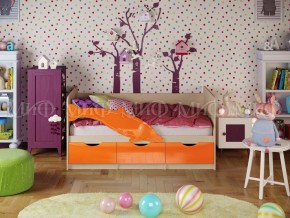 Кровать Дельфин-1 800*1600 (Оранжевый металлик/дуб крафт белый) в Покачах - pokachi.mebel24.online | фото