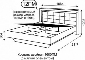 Кровать двуспальная 1.6 с ПМ Люмен 12 в Покачах - pokachi.mebel24.online | фото