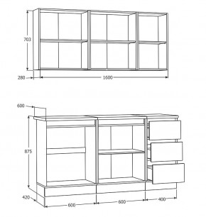 Кухня Хилтон 1.6 м (Белый текстурный/Дуб Вотан) в Покачах - pokachi.mebel24.online | фото 3