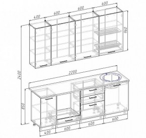 Кухонный гарнитур Антрацит 2200 (Стол. 26мм) в Покачах - pokachi.mebel24.online | фото 3