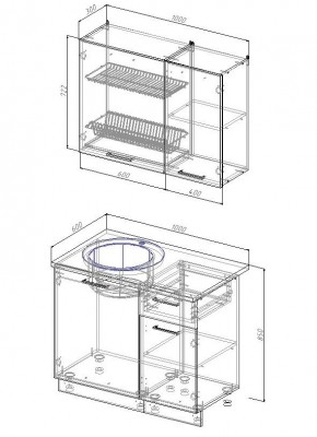 Кухонный гарнитур Белый Глянец 1000 (Стол. 38мм) в Покачах - pokachi.mebel24.online | фото 2