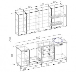 Кухонный гарнитур Дели 2200 (Стол. 26мм) в Покачах - pokachi.mebel24.online | фото 2