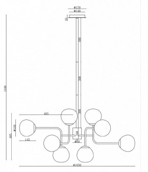 Люстра на штанге Maytoni Erich MOD221-PL-12-G в Покачах - pokachi.mebel24.online | фото 3