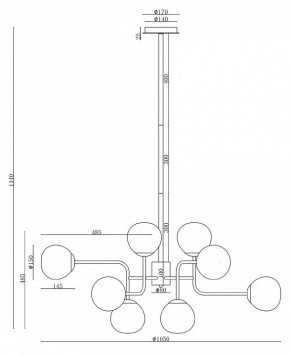 Люстра на штанге Maytoni Erich MOD221-PL-12-N в Покачах - pokachi.mebel24.online | фото 3
