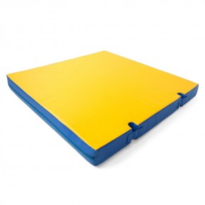 Мат гимнастический 1х1х0,1м с вырезом под стойки цв. синий-желтый в Покачах - pokachi.mebel24.online | фото
