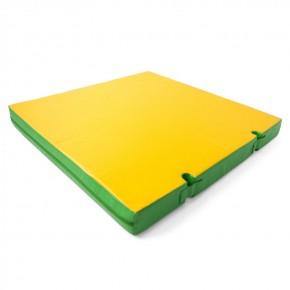 Мат гимнастический 1х1х0,1м с вырезом под стойки цв. зеленый-желтый в Покачах - pokachi.mebel24.online | фото