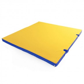 Мат гимнастический 1х1х0,08м с вырезом под стойки цв. синий-желтый в Покачах - pokachi.mebel24.online | фото 1