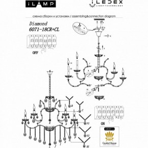 Подвесная люстра iLamp Diamond 6071-18 CR+CL в Покачах - pokachi.mebel24.online | фото 2