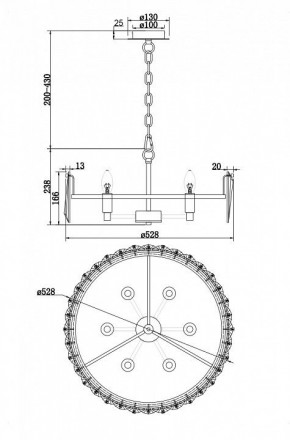 Подвесной светильник Maytoni Puntes MOD043PL-06G в Покачах - pokachi.mebel24.online | фото 4