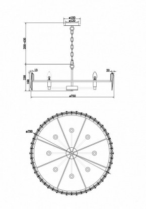 Подвесной светильник Maytoni Puntes MOD043PL-08CH в Покачах - pokachi.mebel24.online | фото 4