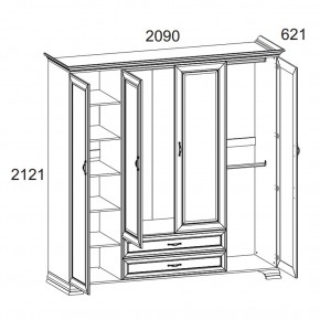 Шкаф 4D2S Z, TIFFANY, цвет вудлайн кремовый в Покачах - pokachi.mebel24.online | фото 1