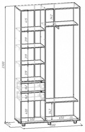 Шкаф-купе Удачный 1200x450x2300 в Покачах - pokachi.mebel24.online | фото 3