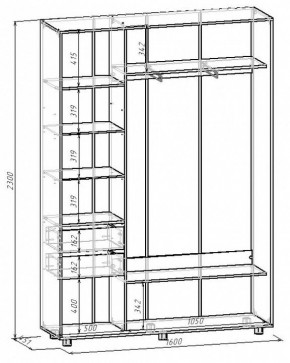 Шкаф-купе Удачный 1600x450x2300 в Покачах - pokachi.mebel24.online | фото 3