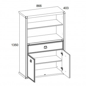 Шкаф открытый 2D1S, MAGELLAN, цвет Сосна винтаж в Покачах - pokachi.mebel24.online | фото 3