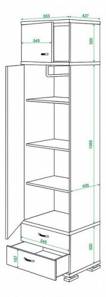 Шкаф платяной Домино КС-10 в Покачах - pokachi.mebel24.online | фото 3