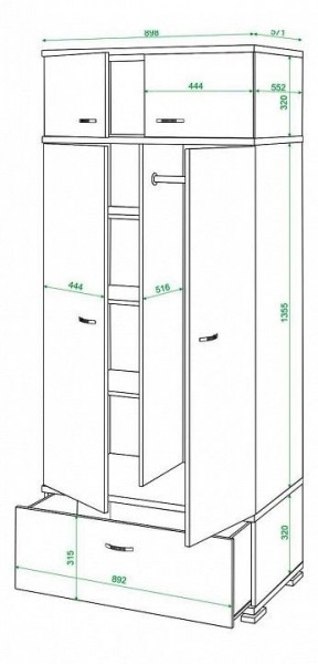 Шкаф платяной Домино КС-20 в Покачах - pokachi.mebel24.online | фото 3