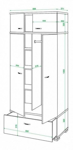Шкаф платяной Домино КС-20 в Покачах - pokachi.mebel24.online | фото 3