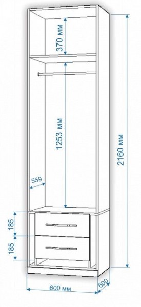 Шкаф платяной Нобиле Пл-60/60 в Покачах - pokachi.mebel24.online | фото 2