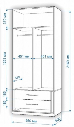 Шкаф платяной Нобиле Пл-95/60 в Покачах - pokachi.mebel24.online | фото 2