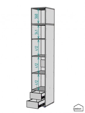 Шкаф с антресолью Linnea MHR-1A-4 2450х400х510 (Графит-М 11.1.25) в Покачах - pokachi.mebel24.online | фото 3