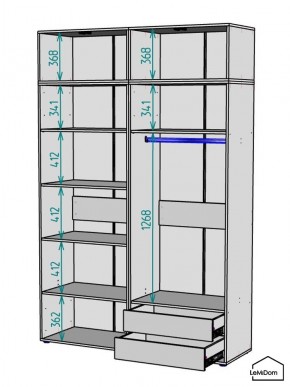 Шкаф с антресолью Linnea MHR-4A-2 2450х1600х510 (Графит-М 11.1.25) в Покачах - pokachi.mebel24.online | фото 3