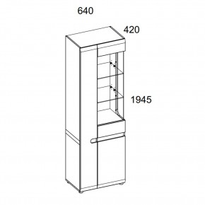 Шкаф с витриной 3D/TYP 01P, LINATE ,цвет белый/сонома трюфель в Покачах - pokachi.mebel24.online | фото 2