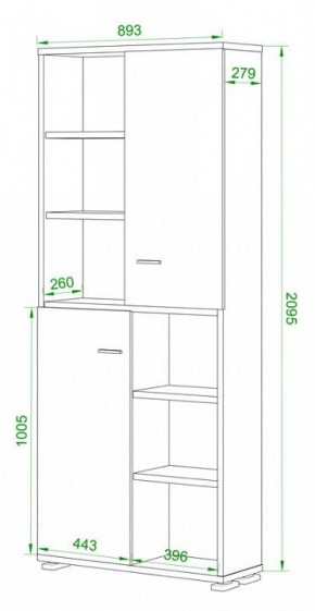 Стеллаж комбинированный Домино ПУ-30-2 в Покачах - pokachi.mebel24.online | фото 2