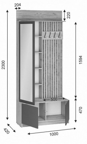 Стенка для прихожей Молд в Покачах - pokachi.mebel24.online | фото 3